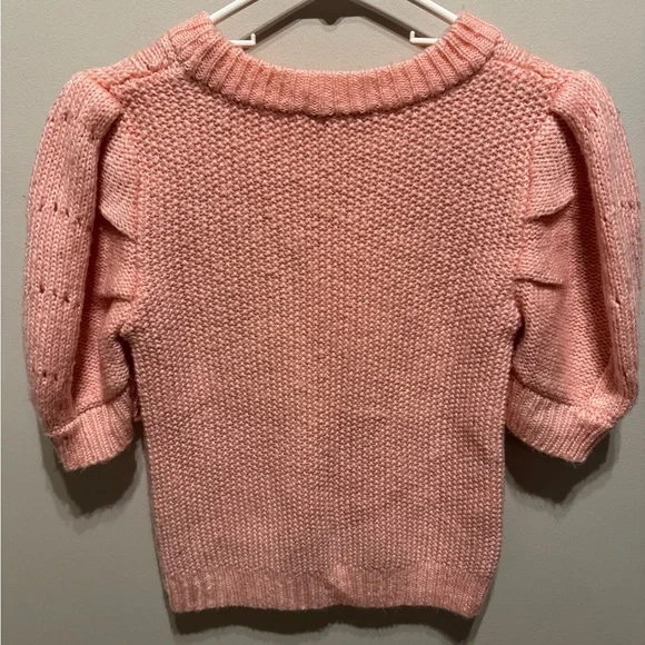 Anthropologie English Factory Pink Knit Puff Sleeve Sweater XS - Picture 5 of 6